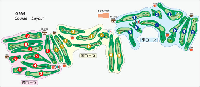 関文グループ／ＧＭＧ八王子ゴルフ場コース全体図