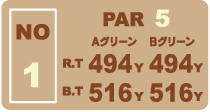 東コースHole.1ヤーテージ